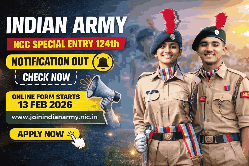 Indian Army NCC 124th October Course Recruitment 2026 Apply Online